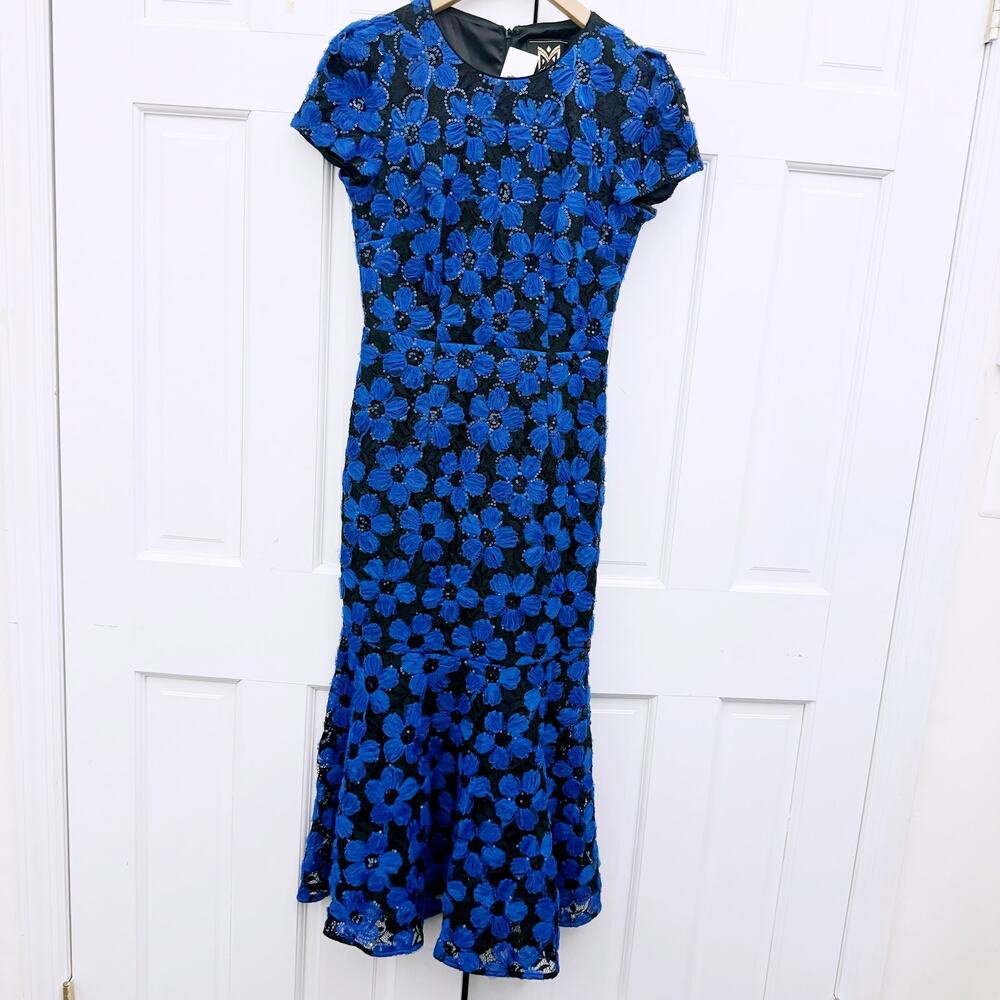 Milly Tahlia Tulle Embroidery Dress in Cobalt/Black - Picture 7 of 11